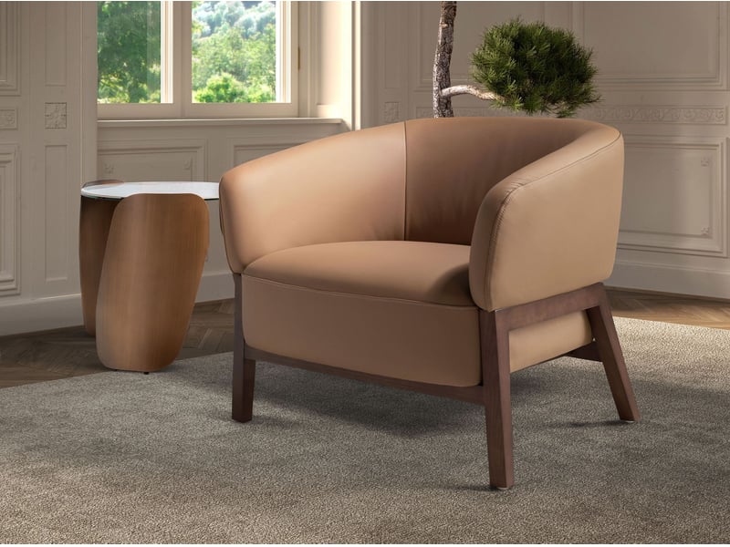  Fauteuil en cuir marron  - Conforama C