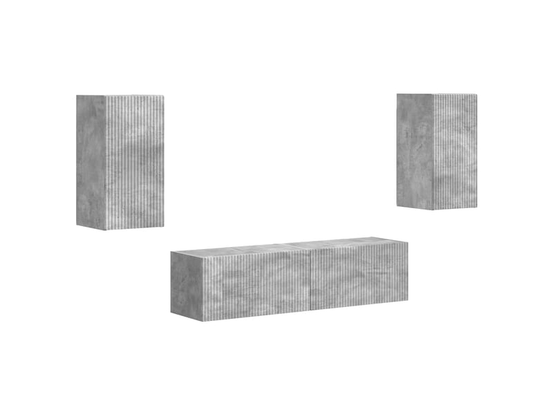  Ensemble meuble tv - banc tv - meuble de rangement 4 pcs gris béton bois d'ingénierie  - Conforama A