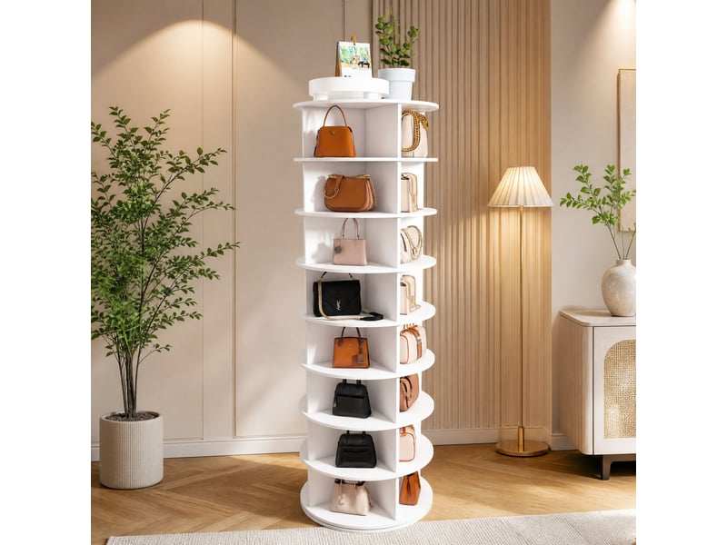  Meuble à chaussures rotatif 60x60x184 cm 8 niveaux blanc  - Conforama B