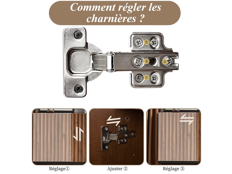 Meuble de cuisine muvano, buffet 3 portes 150 cm, façades ondulées, étagères réglables - Conforama E