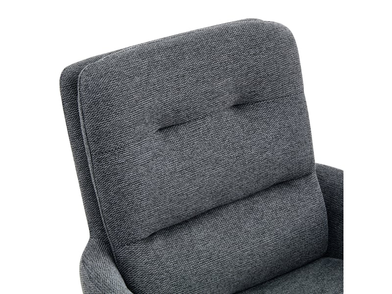  Ensemble table à manger ronde en verre trempé avec 4 chaises pivotantes 360° en tissu gris foncé et métal noir  - Conforama D