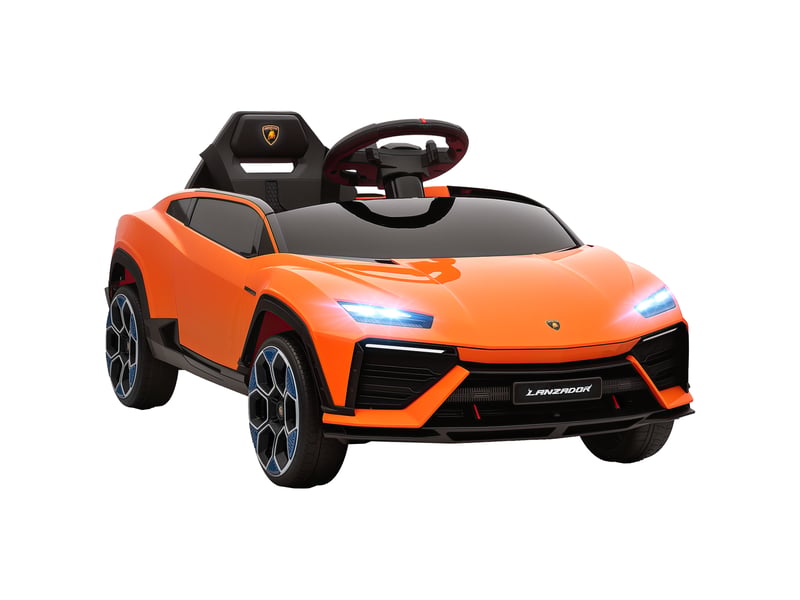  Voiture électrique lamborghini sous licence pour enfants, avec klaxon et télécommande, 101,5 x 49 x 43 cm, orange  - Conforama A