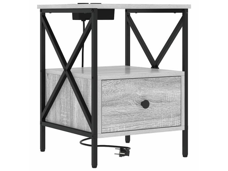 Table de chevet 2 pièces gris sonoma 41,5 x 40,5 x 55 cm - Conforama E