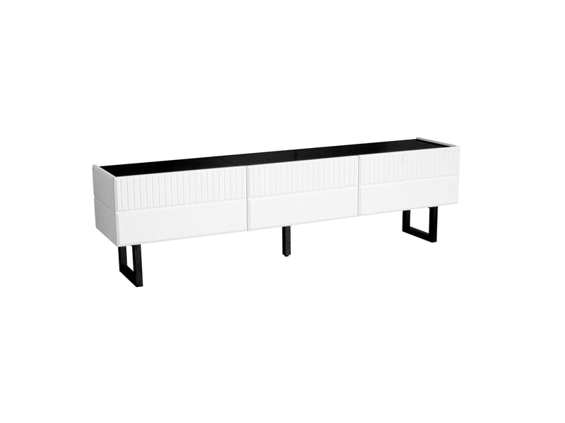 Ensemble table basse et meuble tv 170x35x47 et 110x50,5x41 cm noir et blanc mdf et panneaux de particules rangement evarich - Conforama A