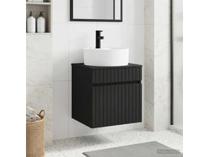 Meuble de lavabo mural, rangement salle de bain noir 49x44.5x65 cm bois d'ingénierie