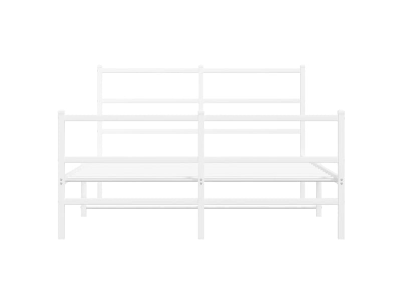  Lit double- lit adulte -  cadre de lit métal sans matelas et pied de lit blanc 140x190 cm  - Conforama D