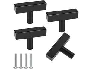 Lot de 4 boutons en acier inoxydable noir, poignées vintage pour tiroirs, commodes et décoration intérieure