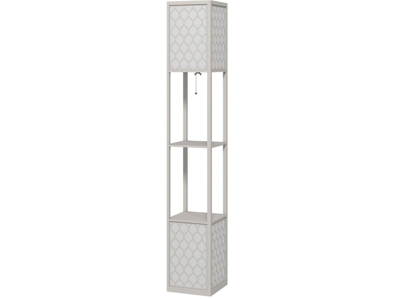  Lampadaire 26x26x156 cm avec 2 tablettes mdf gris clair  - Conforama D