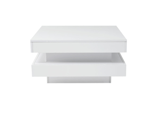 Table basse carrée 70x70 cm blanc led bluetooth - design moderne et pratique