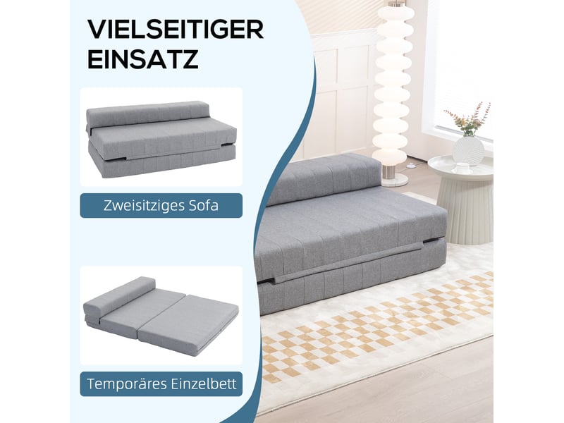  Canapé-lit de sol modenvie 2 places pliable 2-en-1 en polyester gris 138 x 80 x 50 cm  - Conforama D