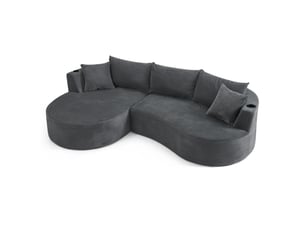 Canapé d'angle compressé gauche fixe <strong>STILVORA</strong> <strong></strong> 3 places Velours côtelé Gris
