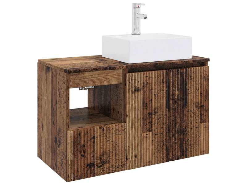 Ensemble de mobilier de salle de bain 2 pc bois ancien cf64035 - Conforama A