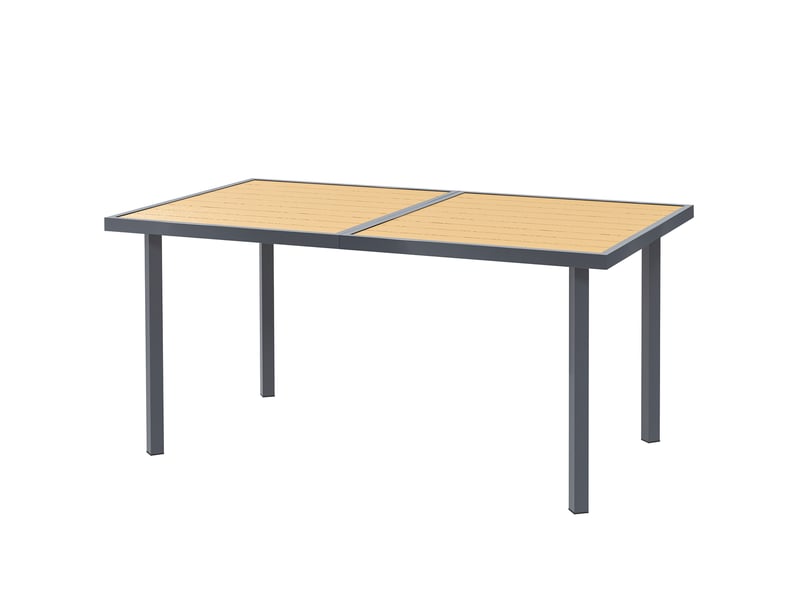  Table à manger de jardin pour 6 personnes table de jardin avec plateau effet bois en acier 150 x 90 x 72 cm bois naturel  - Conforama B