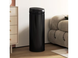 Poubelle automatique 50 l avec capteur en acier noir 30,5x30,5x85 cm
