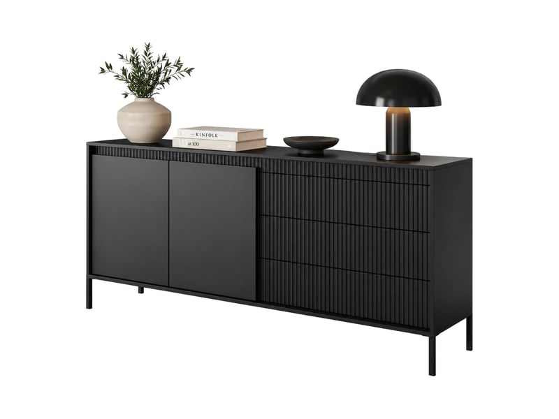  Buffet hatone, commode 3 tiroirs, 187x40x81h cm noir Hatone - Conforama A