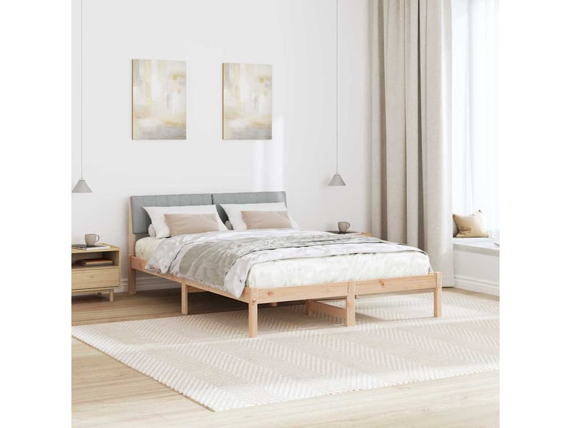 Lit double- lit adulte - cadre de lit avec tête de lit marron et gris clair 135 x 190 cm - Conforama C