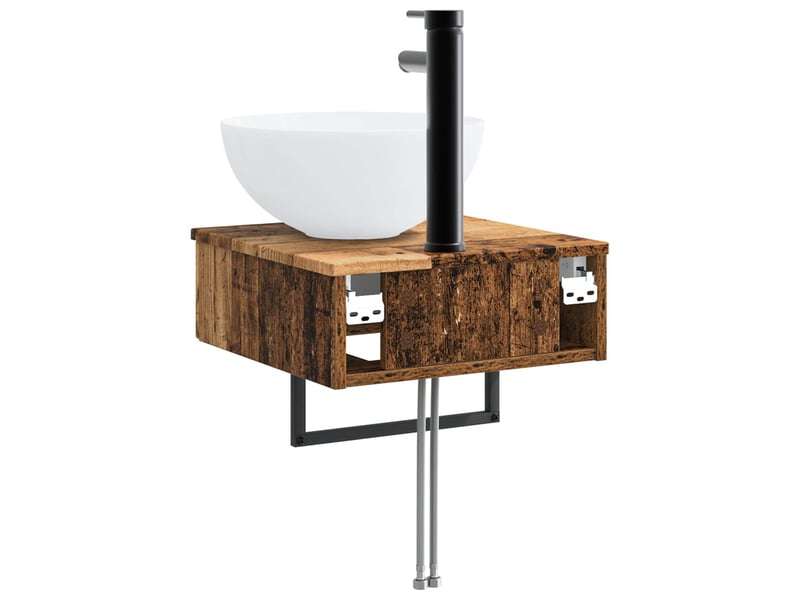  Basin de lavage mural, lavabo bois ancien 40x41x40.5 cm  - Conforama E