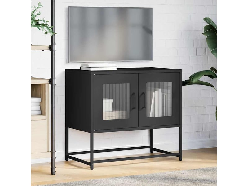 Meuble tv - banc tv - meuble de rangement noir 68x39x60,5 cm acier laminé à froid  - Conforama C
