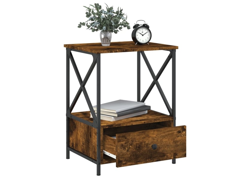  Table de chevet - cabinet de chevet - table de nuit chêne fumé 50x41x65 cm bois d'ingénierie  - Conforama C