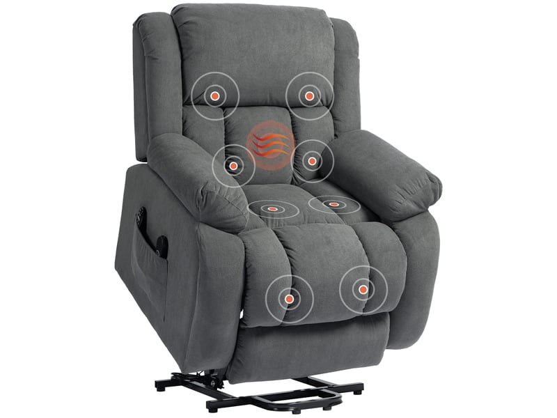  Fauteuil de salon, fauteuil releveur électrique massage et chauffage, 93x104x100cm, gris  - Conforama B