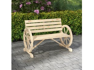 Banc de jardin 2 places 105,5 x 56 x 79 cm – bois naturel – style campagne avec accoudoirs et dossier