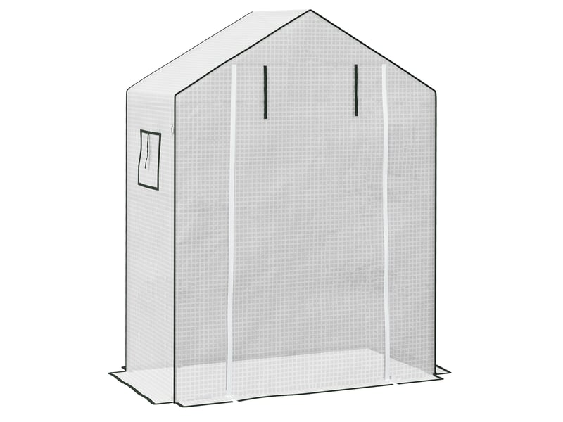  Bâche de remplacement pour serre 140x73x190 cm – blanche – pe renforcé avec porte zippée et fenêtre  - Conforama A