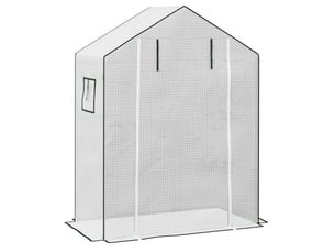 Bâche de remplacement pour serre 140x73x190 cm – blanche – pe renforcé avec porte zippée et fenêtre