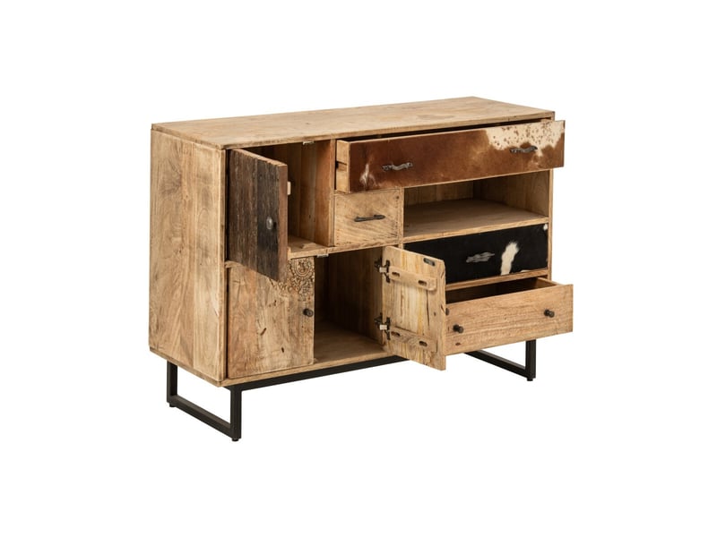  Buffet 4 tiroirs &amp; 3 portes en bois jonas 115cm naturel  - Conforama E