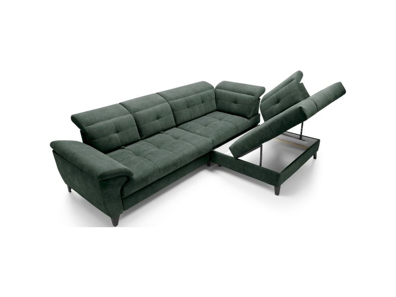  Canapé d'angle vert 5 places angle droit assise profonde inferno  - Conforama C