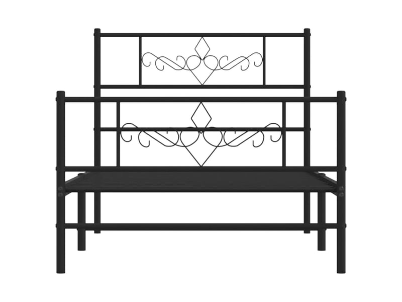  Lit simple- lit adulte -  cadre de lit métal sans matelas avec pied de lit noir 90x190 cm  - Conforama D