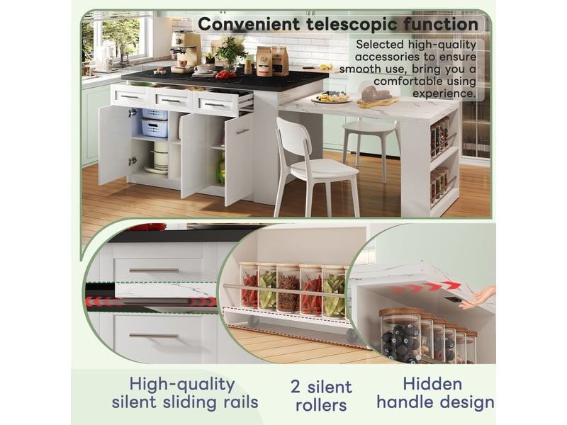  Îlot de cuisine, 150x90x90 cm, bicolore cao-N635P4799312345W-conf-NEW - Conforama D