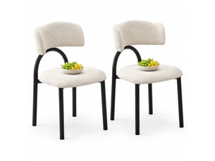 Lot de 2 chaises de salle à manger,avec piètement métal noir,tissu,beige