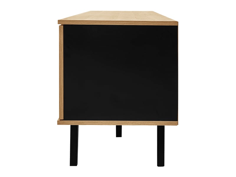  Meuble tv 170 cm bois et noir avec tiroirs, 2 portes et compartiment, charge 60 kg  - Conforama E