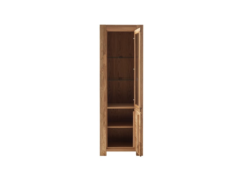  Vitrine 1 porte vitrée, ouverture à droite, finition chêne naturel - longueur 65 x profondeur 45 x hauteur 199 cm  - Conforama C