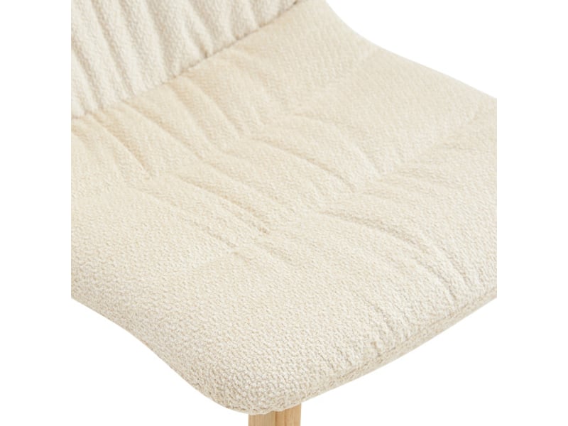  Chaises de salle à manger plissées – pieds bois massif, tissu blanc, style nordique – lot de 2, hauteur 88 cm  - Conforama E