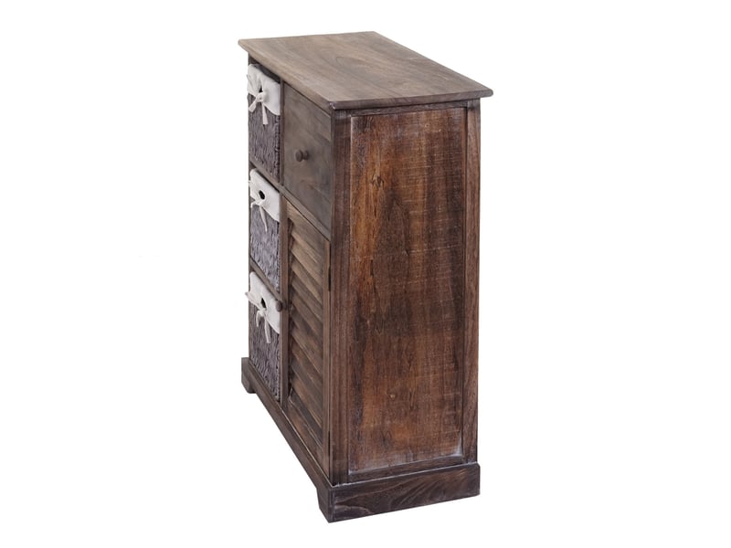 Commode hwc-h21, armoire à tiroirs, tiroir panier en bois massif 80x60x30cm - brun miteux - Conforama D