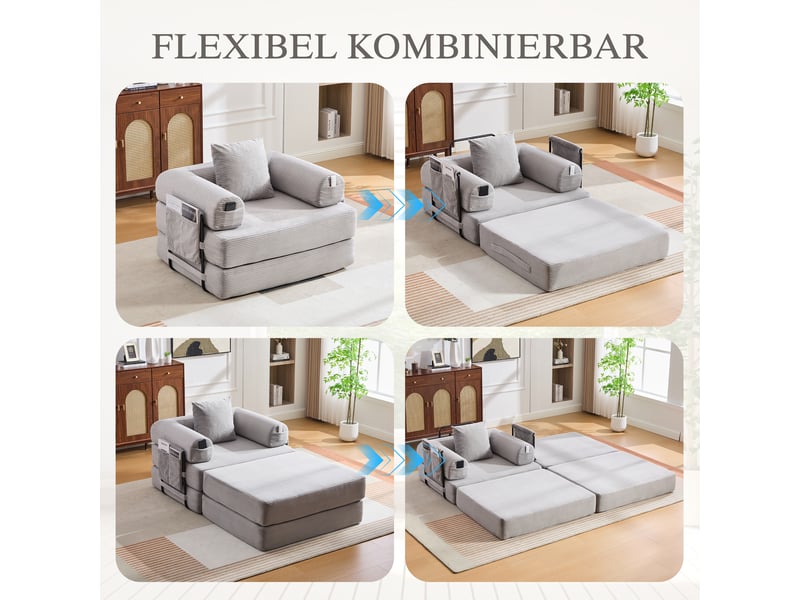  Canapé droit fixe 1 place tissu gris clair canapé compressible - Conforama D