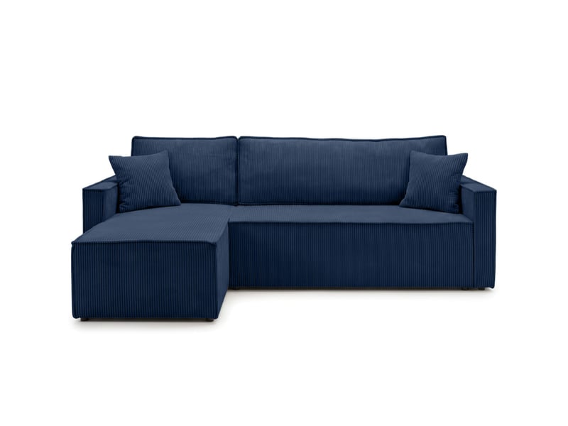 Farah - canapé d'angle reversible convertible 4 places accoudoirs slim velours cotelé - Conforama E