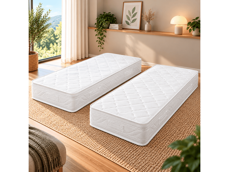 Lot de 2 matelas trés ferme mémoire de forme pour canapé lit 70x190 x 10 cm - 5 zones de confort - noyau poli lattex hr derniére génération - trés respirant  - Conforama B