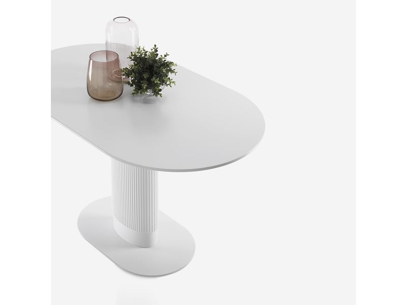  Table à manger moderne avec plateau en mdf yukon - blanc  - Conforama C