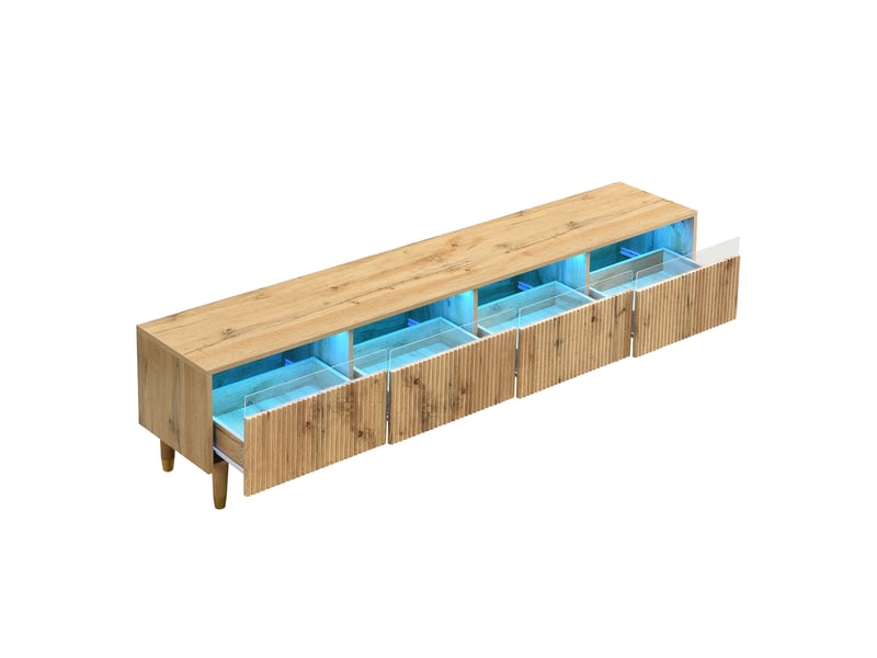  Meuble tv - design minimaliste - 178 cm - 4 tiroirs - mdf &amp; acrylique - gestion des câbles  - Conforama R