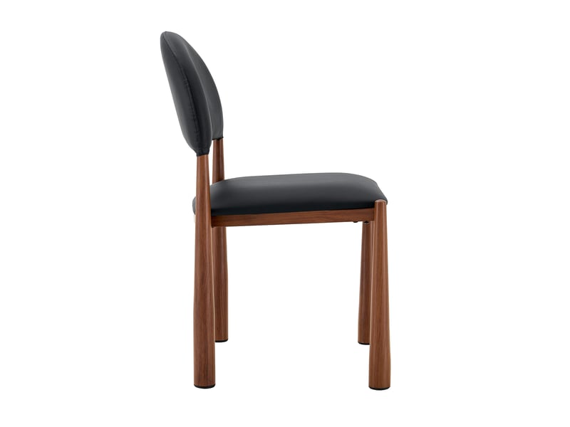  Lot de 2 chaises de salle a manger noires avec dossier semi-circulaire en polyurethane et pieds en metal  - Conforama D