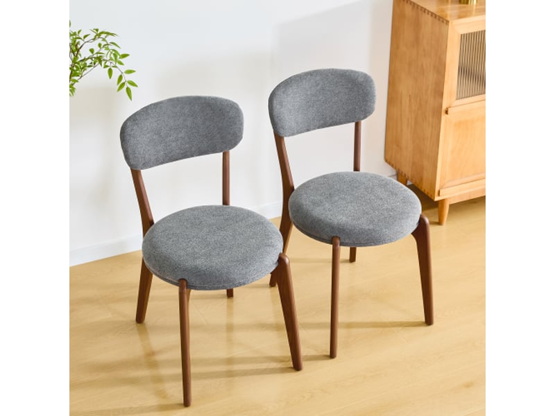  Set de 2 chaises à manger rembourrées en lin – style médiéval moderne, idéal pour la cuisine et la salle à manger  - Conforama B