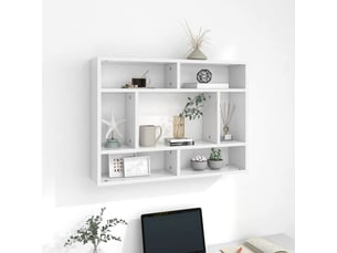 Étagère murale, étagère suspendue blanc 75x16x55 cm bois d'ingénierie cf42045