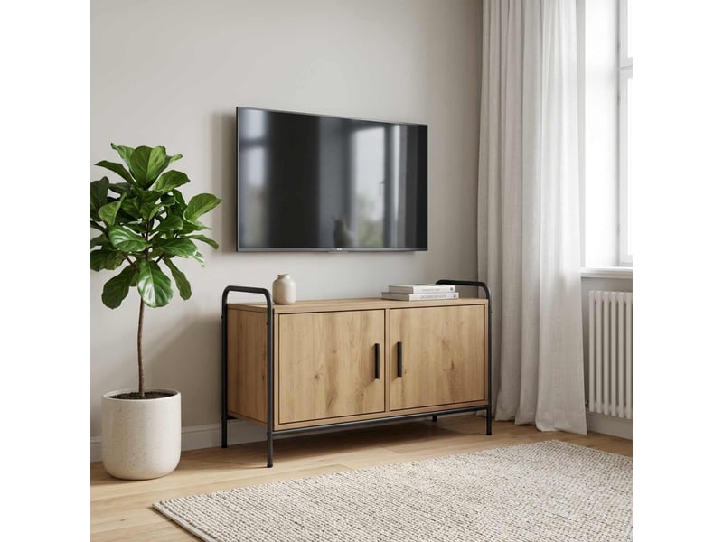  Meuble tv moderne, banc tv 79,5x33x50 cm chêne artisanal bois d'ingénierie  - Conforama B