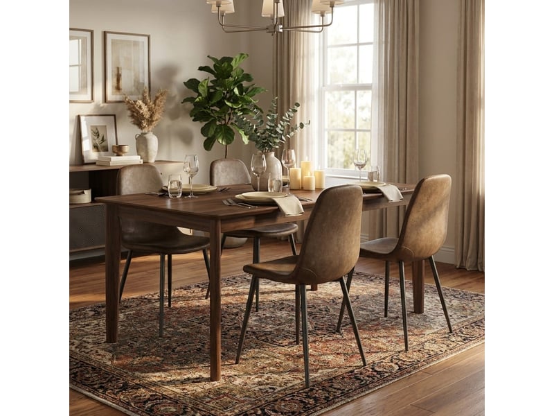  Lot de 4 chaises rembourrées en similicuir pour salon aurelia - marron foncé  - Conforama B