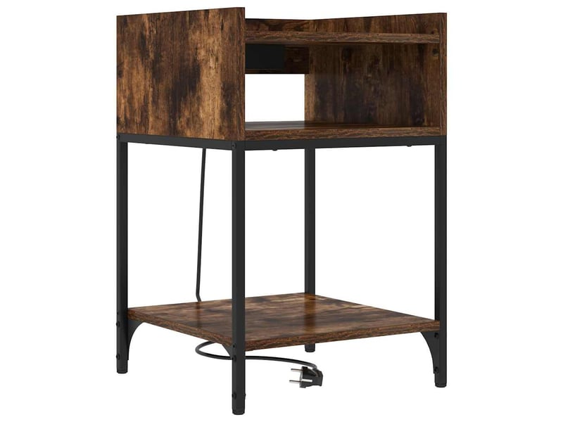  Table de chevet avec étagère 2 pièces chêne fumé 40 x 40 x 61 cm  - Conforama E