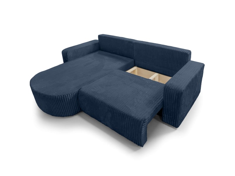  Kiara - canapé d'angle compact réversible et convertible 4 places en velours côtelé épais  - Conforama D