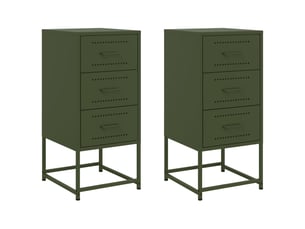 Lot de 2 tables de chevet - cabinet de chevet - table de nuit vert olive 36x39x78 cm acier