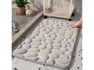 Tapis de bain 40*60cm galet absorbant antidérapant gris clair surface à séchage rapide toucher agréable reste stable au sol facile